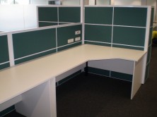 Ecotech Gable Ended Workstations And Desks With Staxis Tile Base Screens. Choice Of Colours